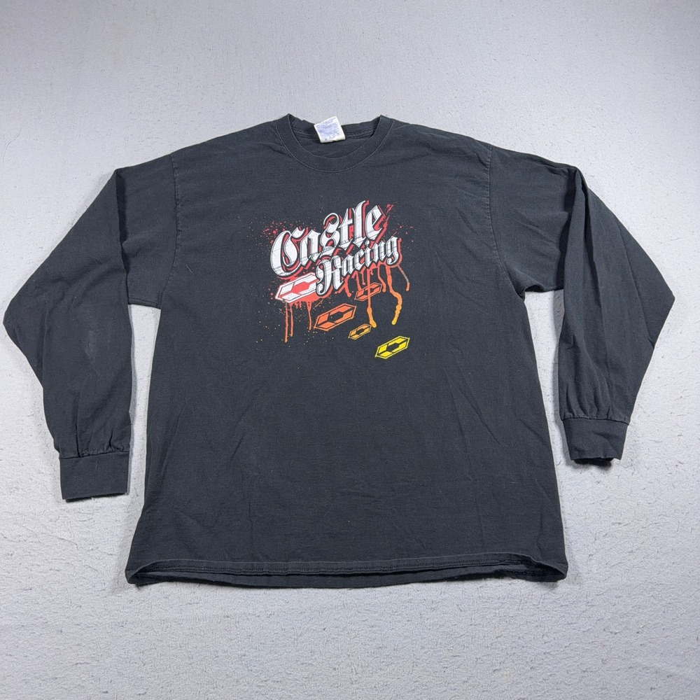 Vintage Castle Racing Long Sleeve T Shirt Men‎ XL Black Graphic Y2K Motorsports